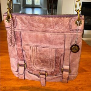 THE SAK Leather Crossbody Bag Light Purple Brass Hardware Bohemian Vibes Boho